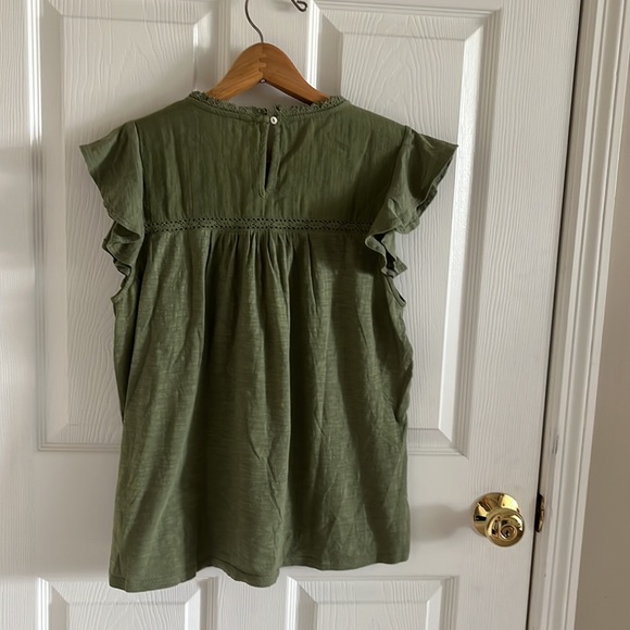 Lucky Brand Los Angles Green Short Sleeve Bohemian Blouse Size Medium - Picture 5 of 6